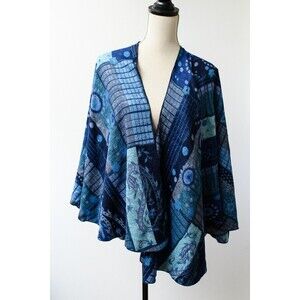 Cashmere blue womens cape shawl o/s casual office Soft cozy